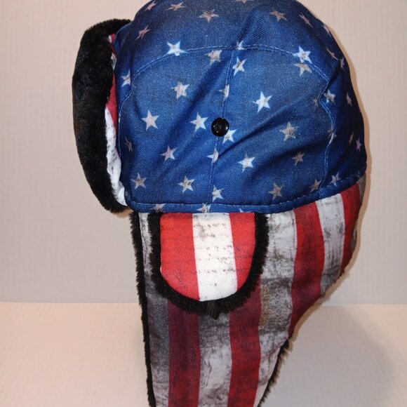 SA COMPANY FAUX FUR AMERICAN FLAG TRAPPER HAT - Picture 8 of 15